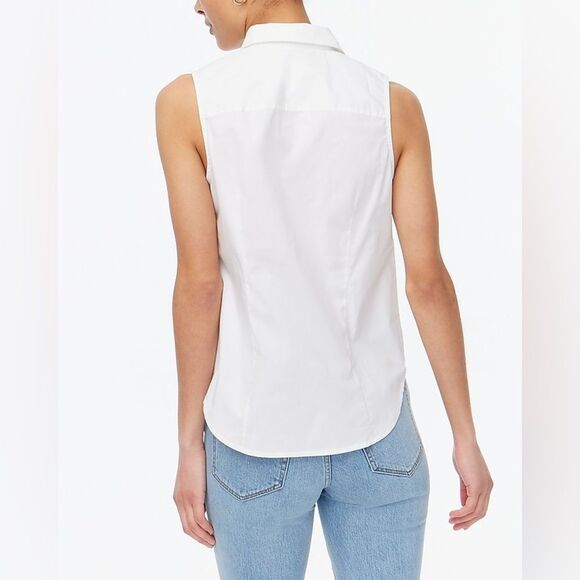 J Crew Factory NWT Sleeveless Cotton Poplin White Shirt Size XL in Signature Fit - Picture 3 of 12
